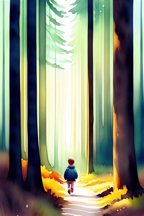 Lexica Boy Walking Alone In Th Forest Illustration Watercolor The