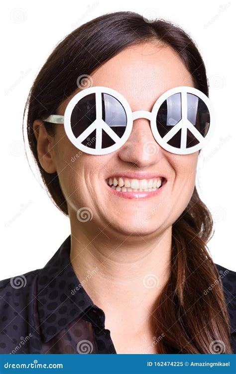 face of beautiful woman wearing sunglasses with peace sign stock image image of wear people