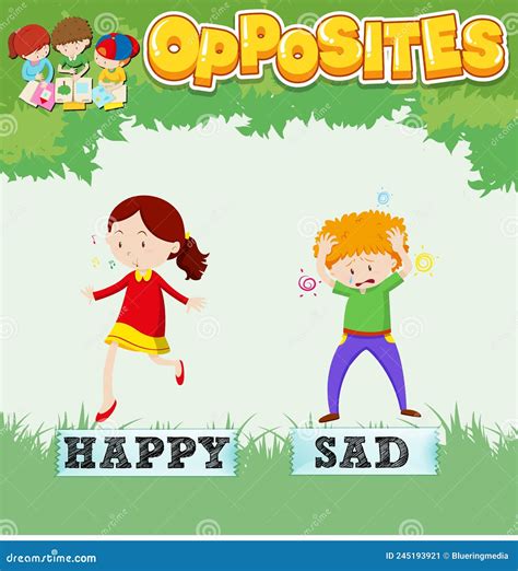 Opposite Words For Happy And Sad Stock Vector Illustration Of