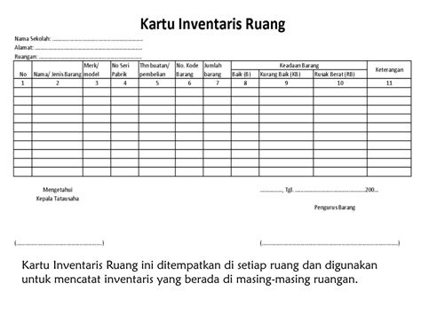 Contoh Bentuk Kartu Inventaris Ruangan Pada Format Inventaris Sekolah Hot Sex Picture