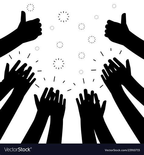 Black Clapping Hands Silhouettes Isolated Vector Image