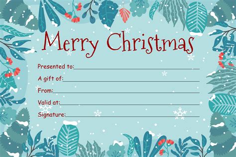 Free Printable Christmas Gift Certificate Templates
