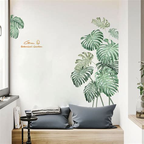 Creative Tropical Green Wall Stickers Leaf Wall Stickers Etsy