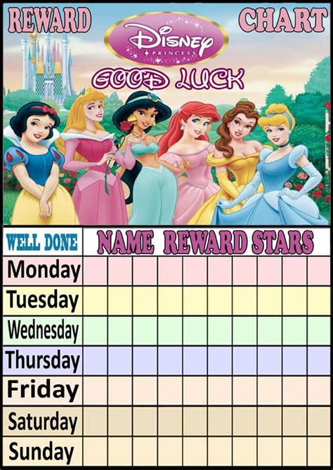 Printable Disney Princess Reward Chart Disney Rewards Etsy