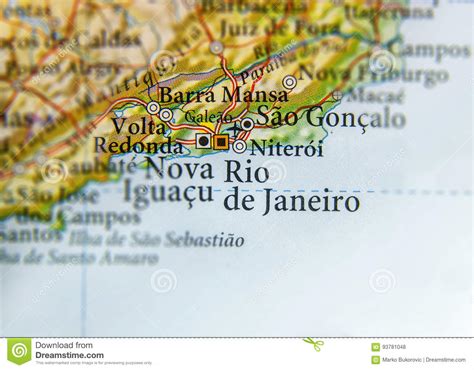 Mapa Geográfico Del Brasil Con La Ciudad De Rio De Janeiro Foto De