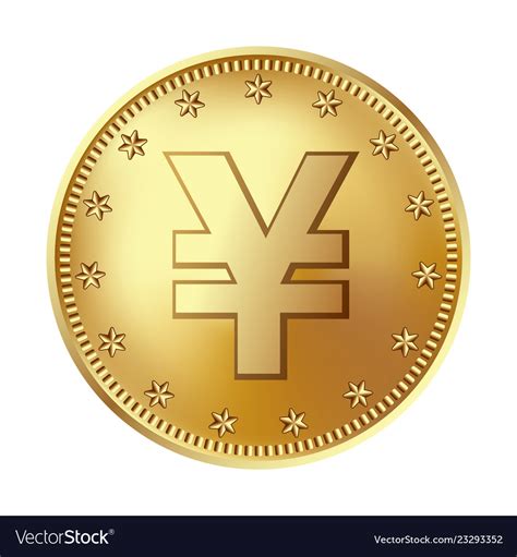 Golden Japanese Yen Or Chinese Yuan Coin Money Vector Image