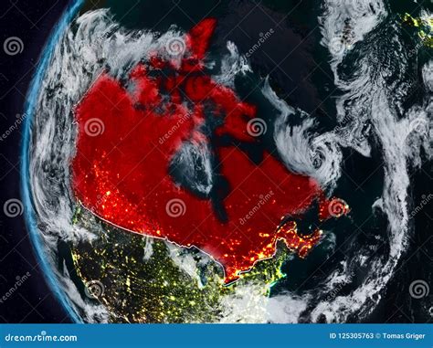 Canada From Space During Night Stock Illustration Illustration Of