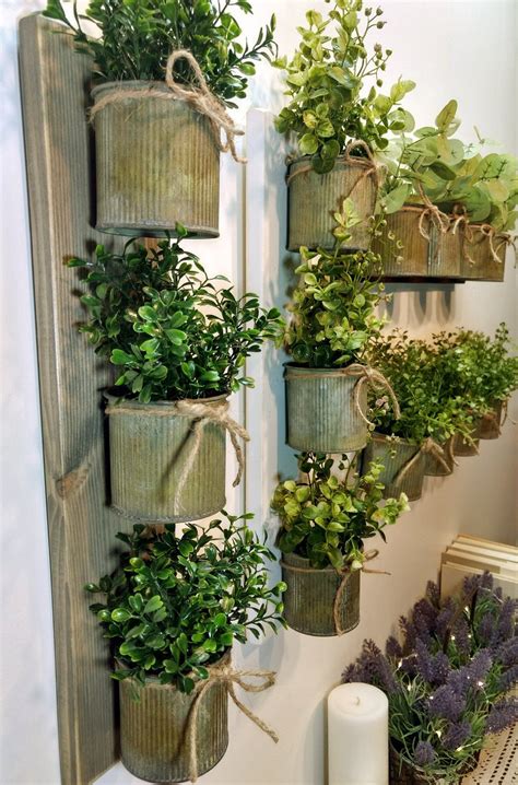 Several Potted Plants Are Hanging On The Wall