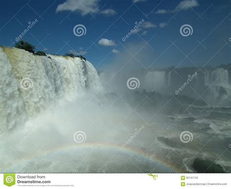 Iguazu Falls With Rainbow Stock Photo Image Of Falls 65141742