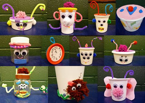 Yougurt Containers Come Alive Idee Divertenti Artigianato Kids Crafts