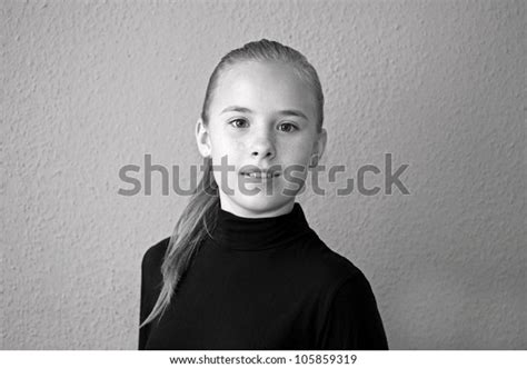 Beautiful Blondhaired 13years Old Girl Portrait Stock Photo 105859319