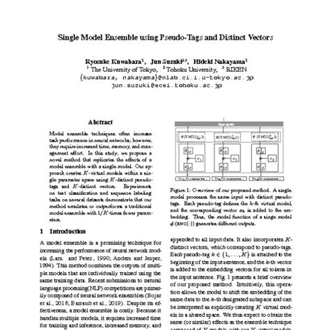Single Model Ensemble Using Pseudo Tags And Distinct Vectors Acl