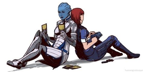 Liara Tsoni And Female Shepard Mass Effect Fanart Mass Effect