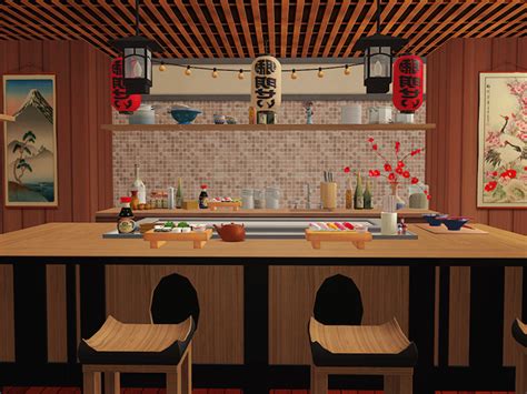 Japanese Restaurant Inspo Sims 4 Restaurant Restaurant Game Sims 4