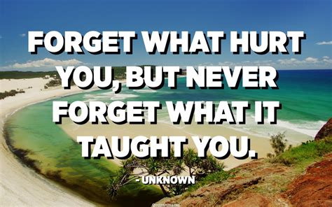 Forget What Hurt You But Never Forget What It Taught You Unknown