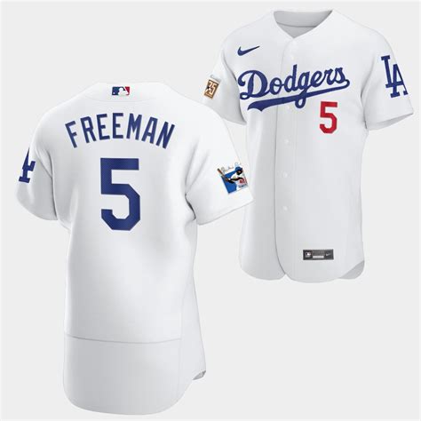 Los Angeles Dodgers Freddie Freeman White Jersey 5 Jackie Robinson 75th