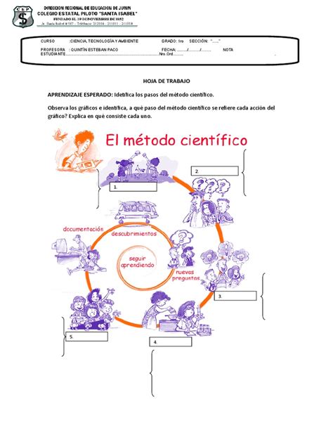 Hoja De Trabajo Método Científico Aprendizaje Cognición