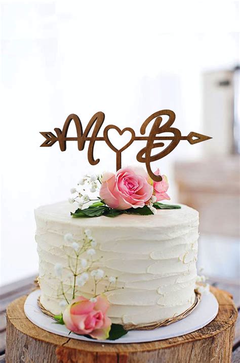 Arrow Rustic Wedding Cake Topper Initial Cake Toppers Arrow Etsy