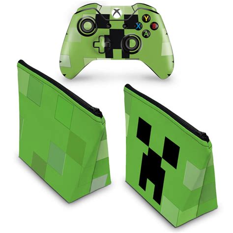 Kit Capa Case E Skin Xbox One Fat Controle Creeper Minecraft Pop