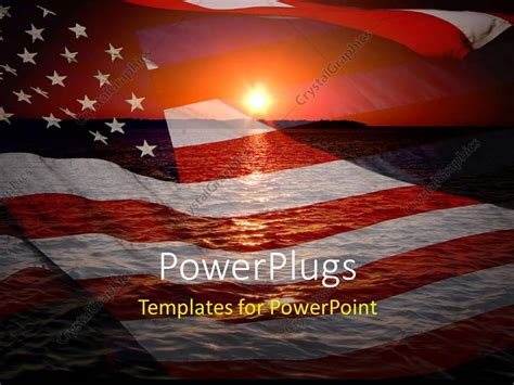 Powerpoint Template America Patriotic Concept With Sunrise Over Ocean