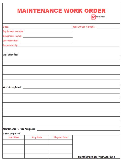 Work Order 11 Free Work Order Form Format Template For