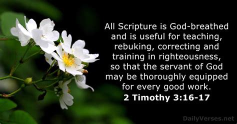 2timothy 3:16 all scripture is inspired by god and profitable for teaching, for reproof, for correction, for training in righteousness (nasb: 2 Timothy 3:16-17 - Bible verse of the day - DailyVerses.net