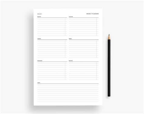 A4 Size Undated Weekly Planner Pad Printable Weekly Organizer And
