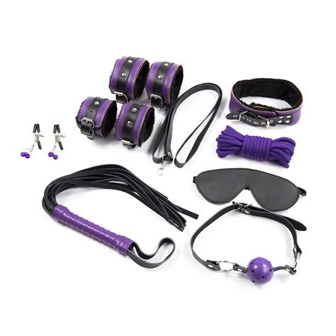 Sex Bondage Kit 8 Pcs Adult Games Set Handcuff Footcuff Whip Rope Blindfold For Couples Erotic