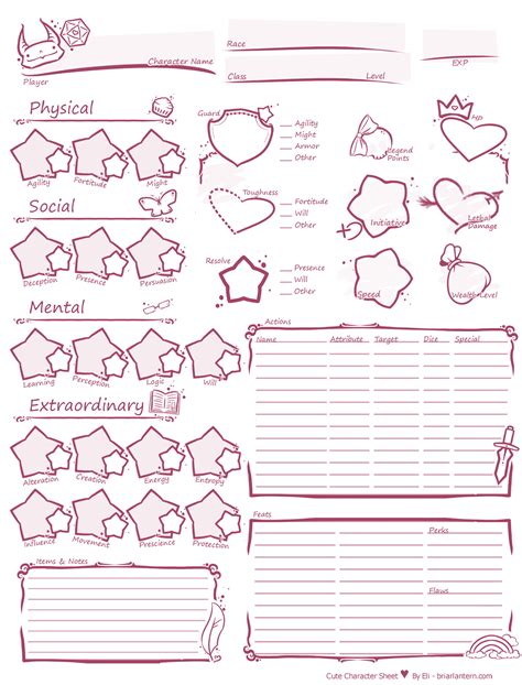 Printable Cute Dnd Character Sheet Printable Templates