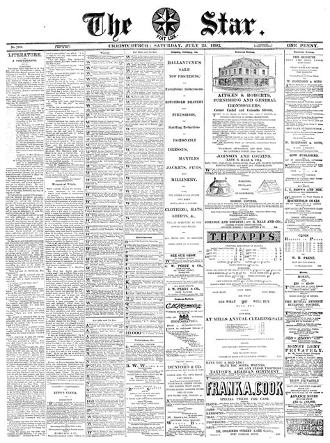 Papers Past Newspapers Star Christchurch 23 July 1892 Page 1
