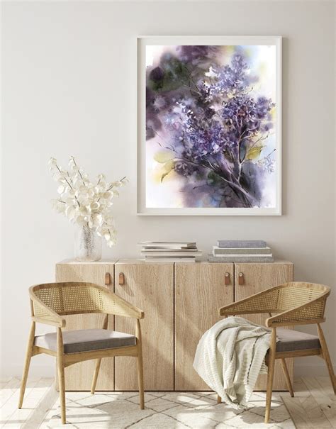 Lilac Flowers Wall Art Print Floral Botanical Watercolor Etsy