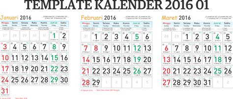 2016 adalah tahun kabisat, itu memiliki 366 hari. Template Kalender 2016 01 Editable Vector Corel CDR Ai PSD ...