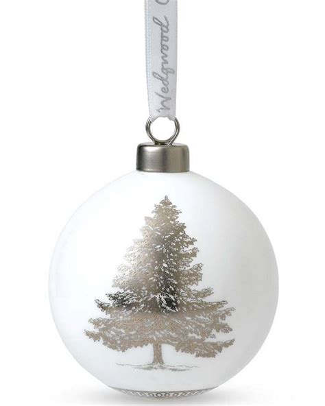Wedgwood Silver Christmas Tree White Bauble Decoration Wedgwood