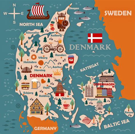 خريطة سياحية للدنمارك مناطق الجذب السياحي والمعالم الأثرية في الدنمارك
