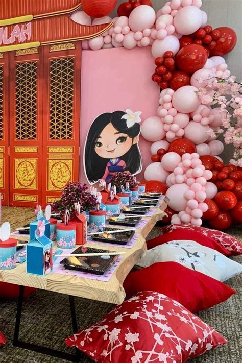 Take A Look At This Cute Mulan 1st Birthday Party The Table Settings