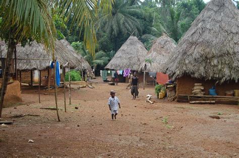 A Typical Sierra Leonian Village People Often Have No Electricity Or