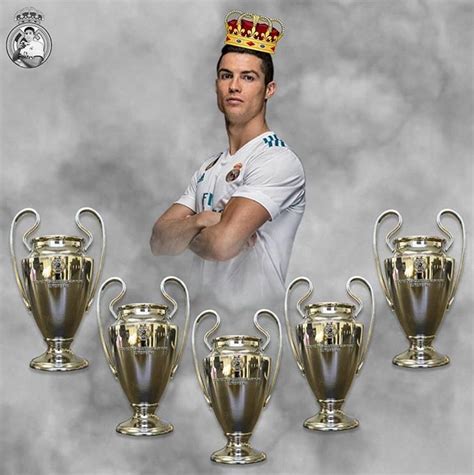 Cristiano Ronaldo As King Of 5 European Champion League Trophies Cr7 Ronaldo Ronaldo