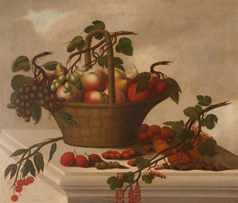 Old Master Still Life Painting Of A Basket Of Fruit For
