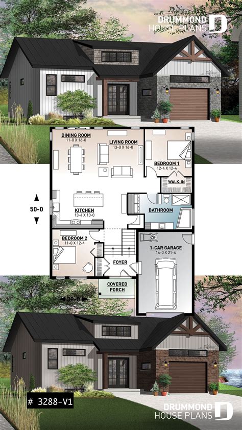 House Plans Garage Basement Level Bungalow House Plans Drummond