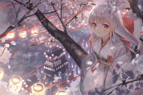 895613 4k Silver Hair Oyuyu Japanese Clothes Anime Blue Eyes