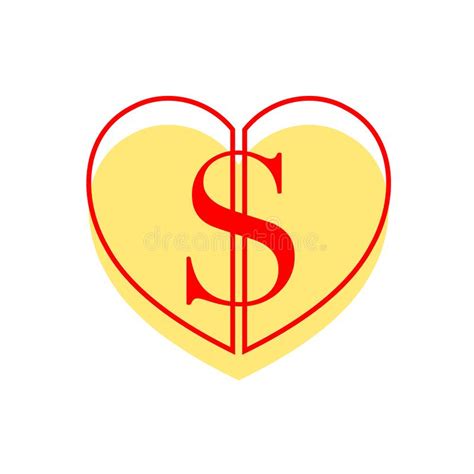 Set Of Dollar In Heart Shape Icon Design Stock Vector Illustration