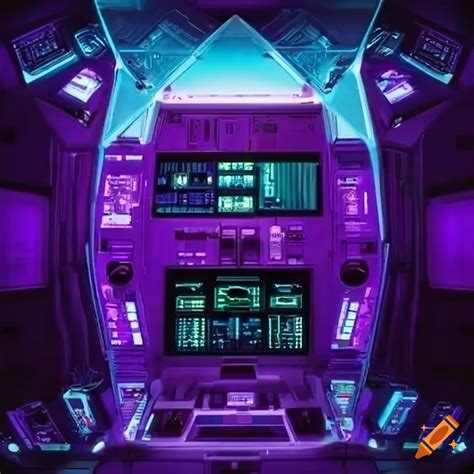 Futuristic Spaceship Control Panel In Moody Purple