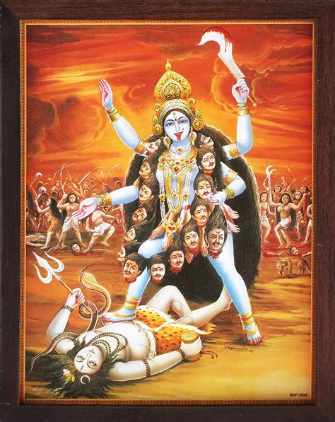 Buy Hindu Goddess Kali Maa Killing Lord Shiva A Hindu Religious Poster Painting With Frame For
