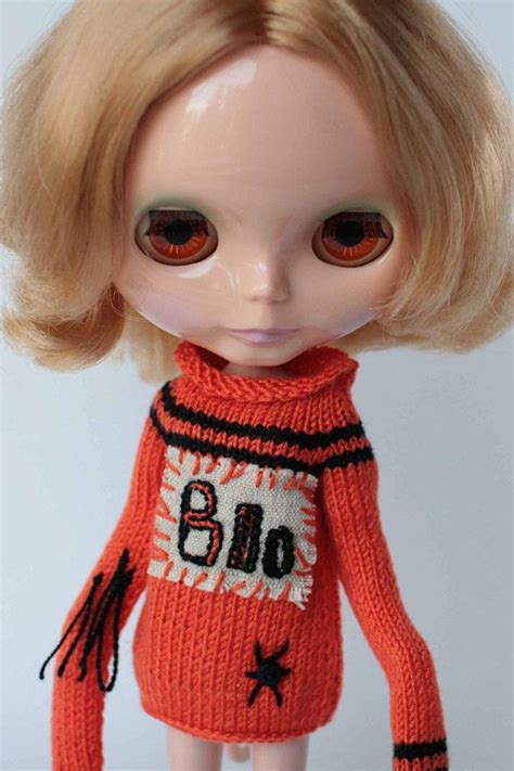 Blythe Clothes Doll Sweater With Hand Embroidery Blue Water Etsy