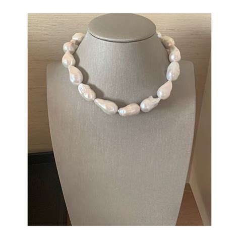 XL White Chunky Baroque Freshwater Pearl Necklace Fine Etsy