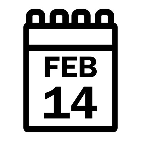 Icono De Calendario Negro Simple Con Fecha Del 14 De Febrero En Blanco