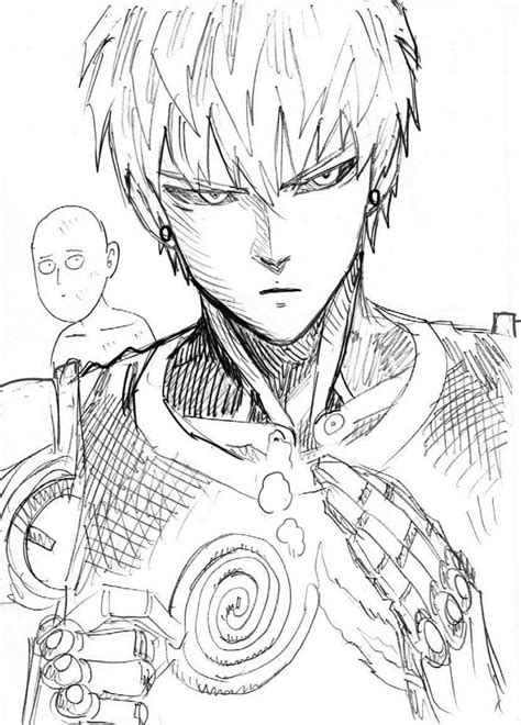 Genos And Saitama Coloring Pages One Punch Man Coloring Pages