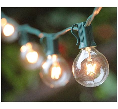 Brightown 25 Clear Globe G40 String Lights Set 25ft Green Wire Repeeron