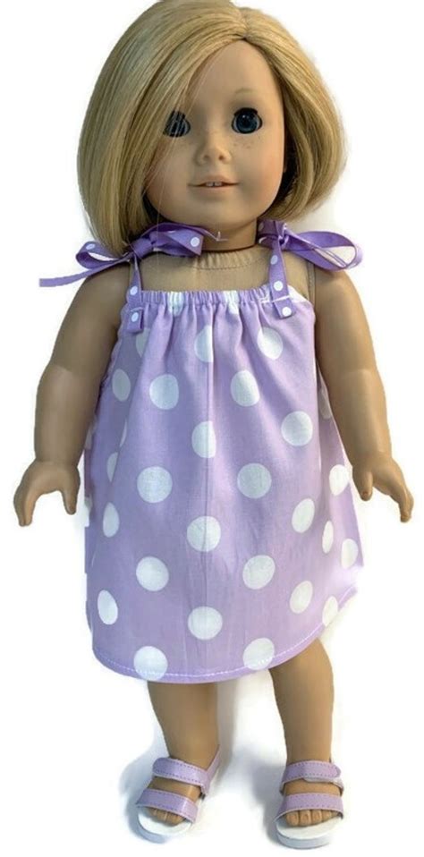 Pillow Case Dress Lavender With White Polka Dots Dori S Doll Boutique