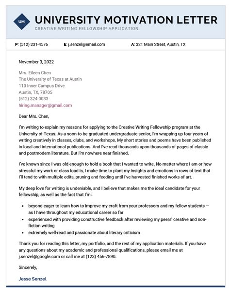 Motivation Letter Sample How To Write For College And Jobs